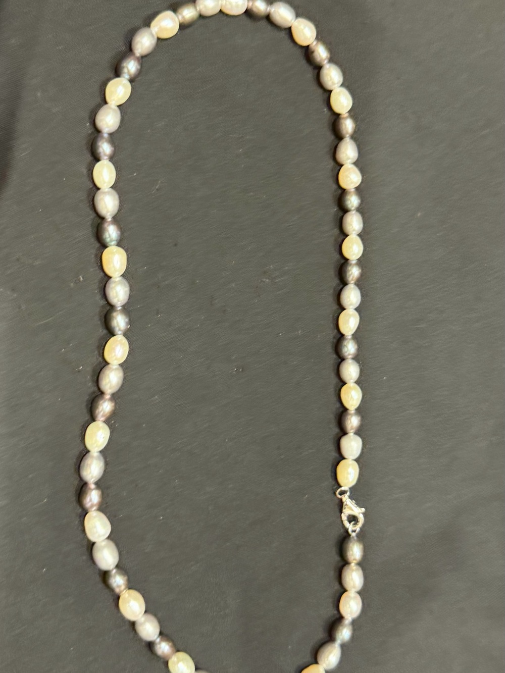 Freshwater Pearl Necklace - Cream and Gray